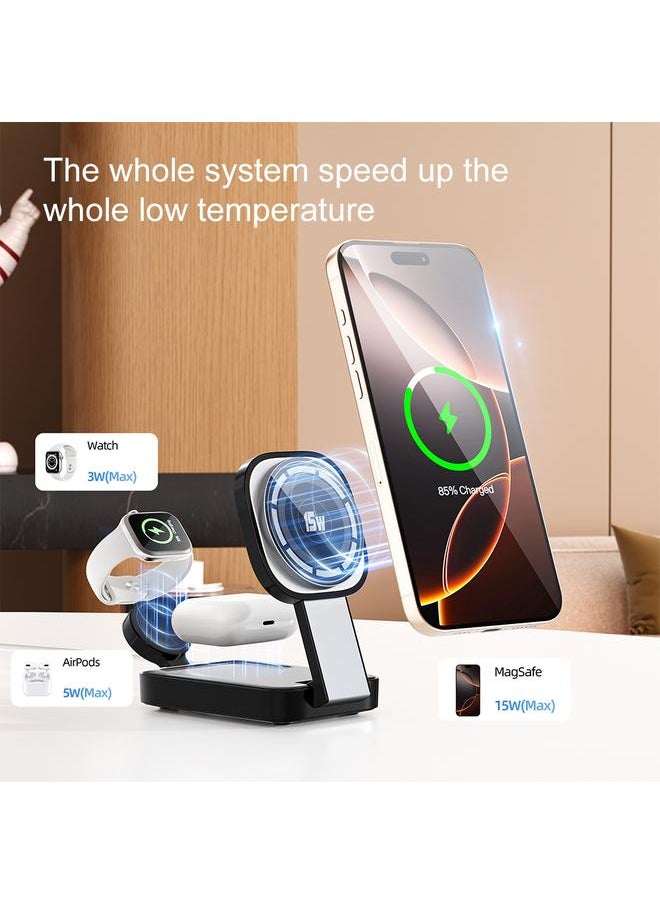 Green Tiger - C40 Folding 3 in 1 MagSafe Magnetic Wireless Charger with LED Light - Image 1