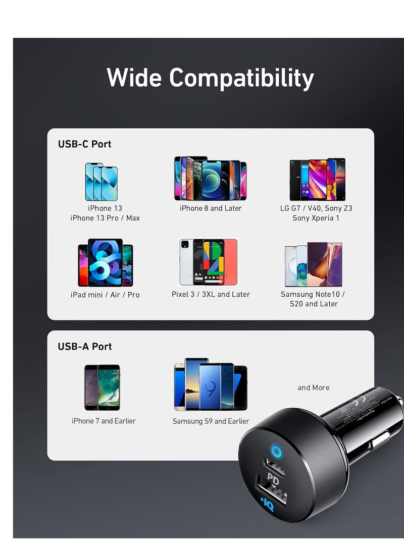 Generic USB C Car Charger, 32W 2-Port Type C Compact Car Charger with 20W Power Delivery and 12W PowerIQ, 521 Car Charger (32W) with LED for iPhone 14 13 12 11 Pro Max, Pixel 3 2 XL, iPad Pro, and More  - Image 4