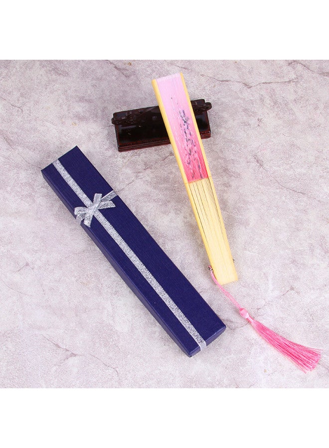Tatanice Folding Fan For Women Gift Box Chinese Style Fabric Bamboo Fan Business Gift Birthday Present Cherry Blossom Butterfly - Image 2