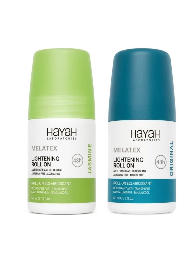 MELATEX Hayah Melatex  Deodorant Roll On Jasmine 60 Ml + Original 60 Ml ( Packaging  may vary ) - Image 1
