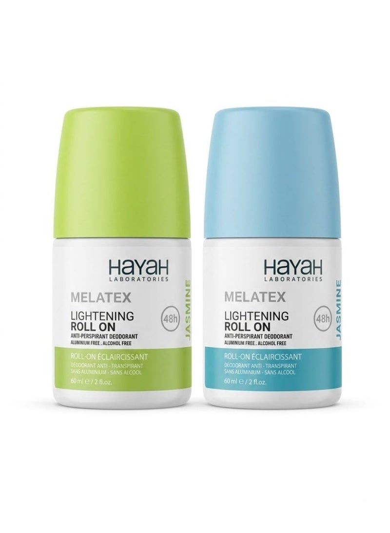 MELATEX Hayah Melatex  Deodorant Roll On Jasmine 60 Ml + Original 60 Ml ( Packaging  may vary ) - Image 2