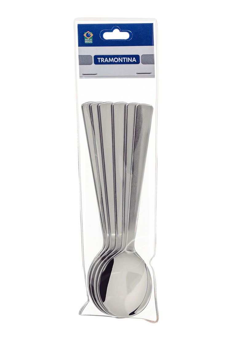TRAMONTINA Since 1911,Made in Brazil- Oslo 6 Pieces Stainless Steel Soup Spoon Set with Mirror Finish  - Image 1