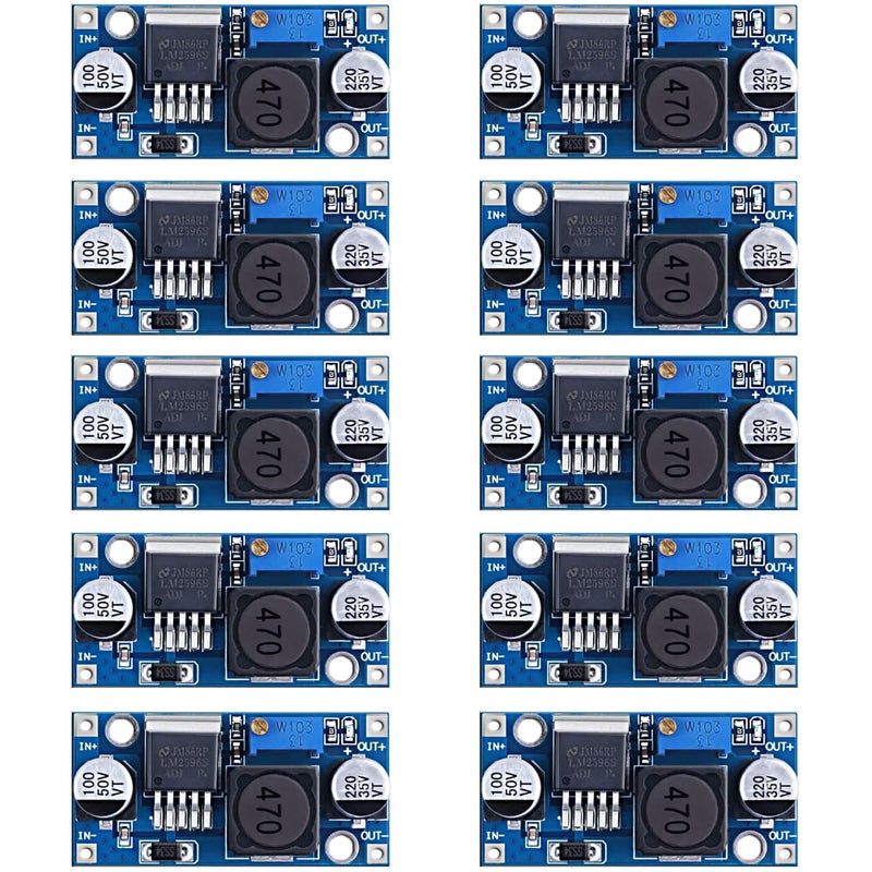 Dafurui 10 Pack LM2596 DC-DC Adjustable Buck Converter 3.0-40V to 1.5-35V Power Supply Step Down Voltage Regulator Module
