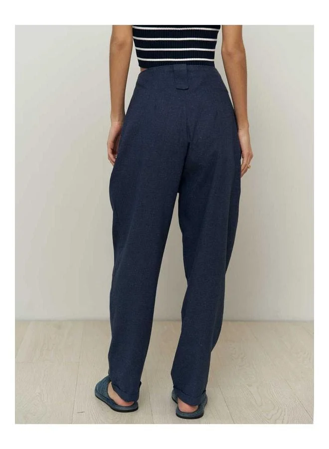 Bohemai  Carrot Navy Linen Pants for Women | Best Price UAE