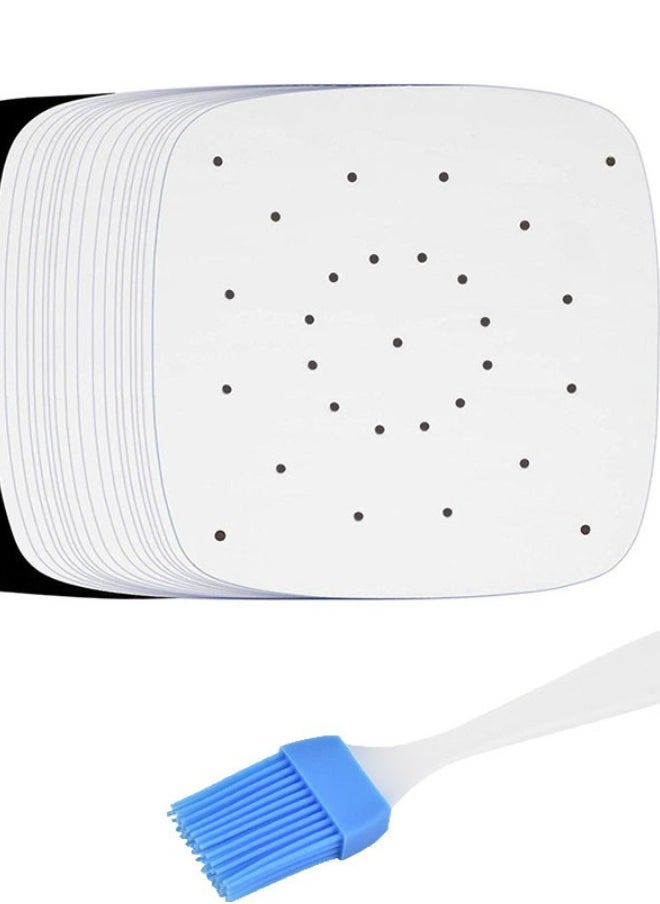 EHOME Air Fryer Parchment Paper Liners (100 Count), White | Square - 6.5x6.5" Liner Sheets | Parchment Paper for Air Fryer |Perforated, Food Grade Steamer Paper Liner for Air Frying, Steaming  - Image 5