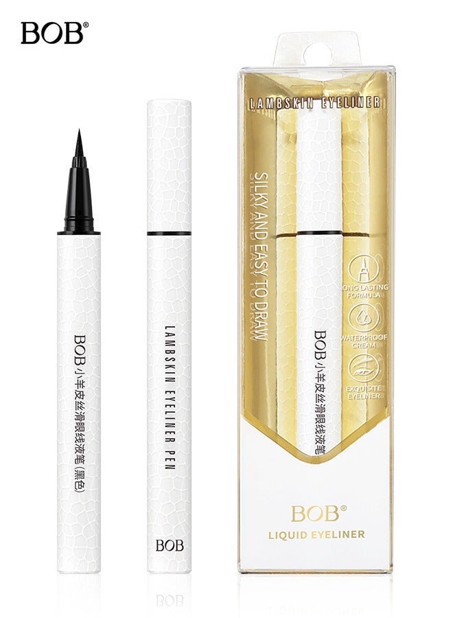 BOB Ultra High Definition Waterproof Black Gel Eyeliner Pencil – Long‑Lasting, Smudge‑Proof & Sweat‑Resistant & Glittering Lip Gloss – #12 Peach Ring High Shine, Moisturizing, Long-lasting Formula for Fuller, Glossier Lips & Ultra-fine Silky Liquid Eyeliner – 0.4 mm Tip, Waterproof, Smudge‑Proof & Quick‑Dry Bundle - Image 4