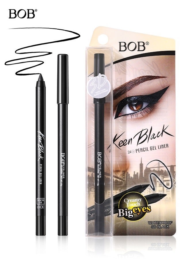 BOB Ultra High Definition Waterproof Black Gel Eyeliner Pencil – Long‑Lasting, Smudge‑Proof & Sweat‑Resistant & Glittering Lip Gloss – #12 Peach Ring High Shine, Moisturizing, Long-lasting Formula for Fuller, Glossier Lips & Ultra-fine Silky Liquid Eyeliner – 0.4 mm Tip, Waterproof, Smudge‑Proof & Quick‑Dry Bundle - Image 2