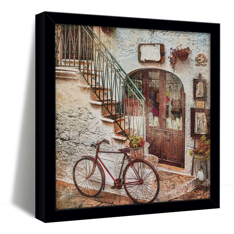 ArtX Abstract Vintage Cycle Painting Big Canvas Painting For Bedroom Living Room Drawing Room With Frame Multicolour Square 2x2 Feet 240 x 240 inchSet Of 1