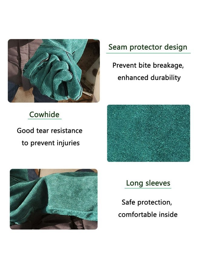 قفازات  للتعامل مع الحيوانات مضادة للعض مع خطاف مبطنة من الجلد المقوى للكلاب والقطط والطيور والصقر والحماية من الخدش للزواحف والسناجب والثعابين والسحالي والأفعى للشواء 23 بوصة - Image 5