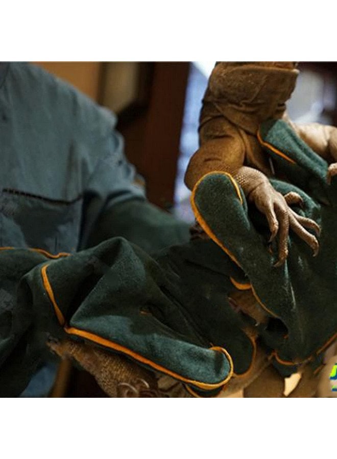 قفازات  للتعامل مع الحيوانات مضادة للعض مع خطاف مبطنة من الجلد المقوى للكلاب والقطط والطيور والصقر والحماية من الخدش للزواحف والسناجب والثعابين والسحالي والأفعى للشواء 23 بوصة - Image 2