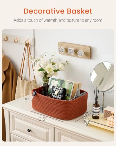 KALLAX Small Woven Basket 135 x 95 x 5 Inches Storage Basket for Organizing Cute Small Rope Shelf Closet Cube Storage Bins Baskets for Shelves Dog Toy Gift Baskets Empty 3 Pack Rust Red - Image 3