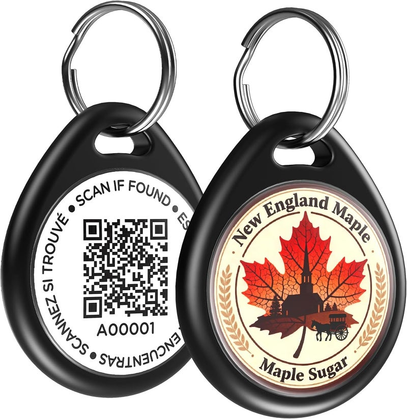 ILFINDYOU Dog Tags Personalized for Pets, Maple Leaf Pattern QR Code Dog Name Tags for Pet Collar, Online Profile, Scan Location Alerts, (Black Maple) - Image 1