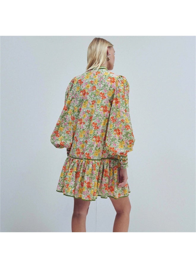 Madam Uniq Vintage Puff Sleeve Floral Print Dress in Fresh Country Style - Image 2