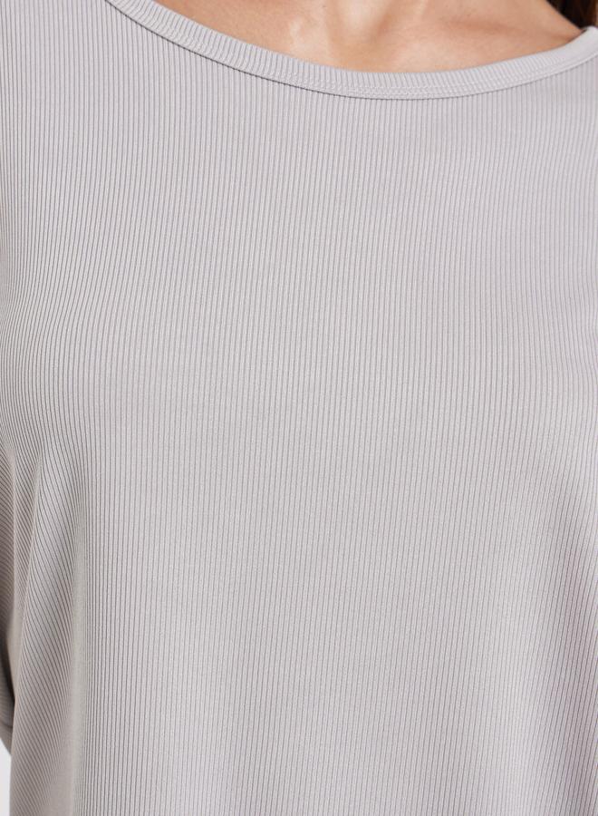 Styli Texture Round Neck T-Shirt and Pyjama Set - Image 4