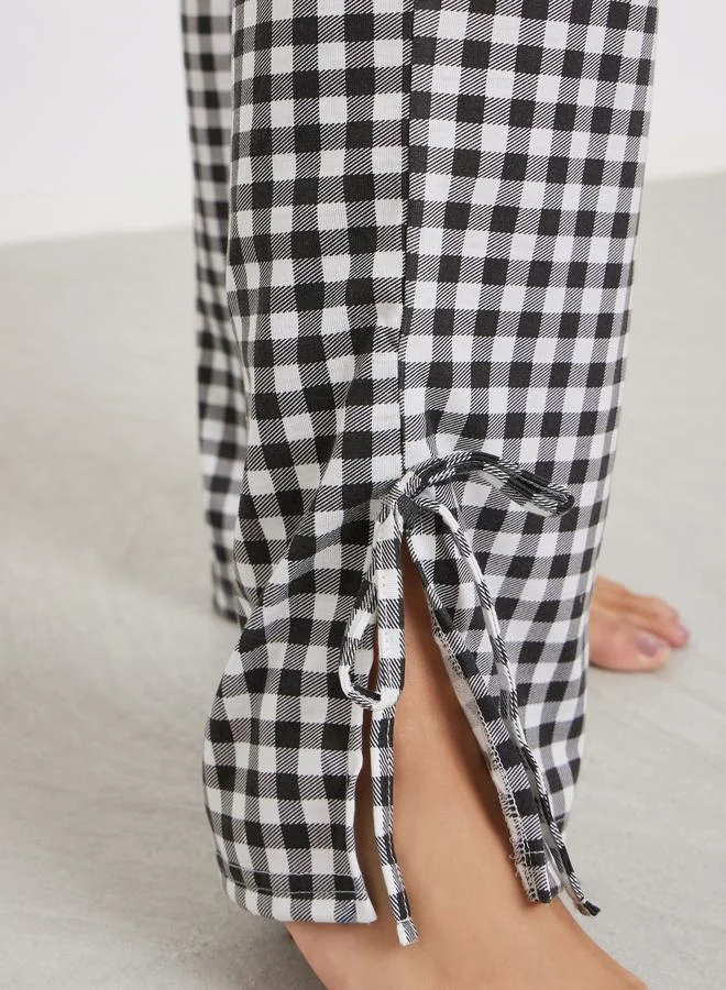 Styli Texture Round Neck T-Shirt and Pyjama Set