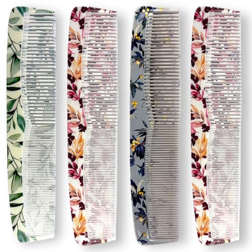 Abhaas Combs for Women and Men - Set of 4 Made with Virgin Raw Material with Smooth teeths Prevent Hair Tearing for Detangling, Hairstyling, Frizz Control for All Hair Types Graduated Comb Set - Image 1