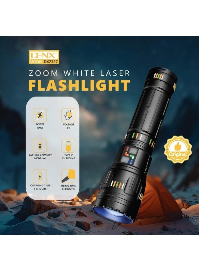 دينكس مصباح يدوي للتخييم بتقنية LED عالي السطوع مزود بوظيفة التكبير والتركيز، ، قابل لإعادة الشحن، من DENX DX2327 - Image 1