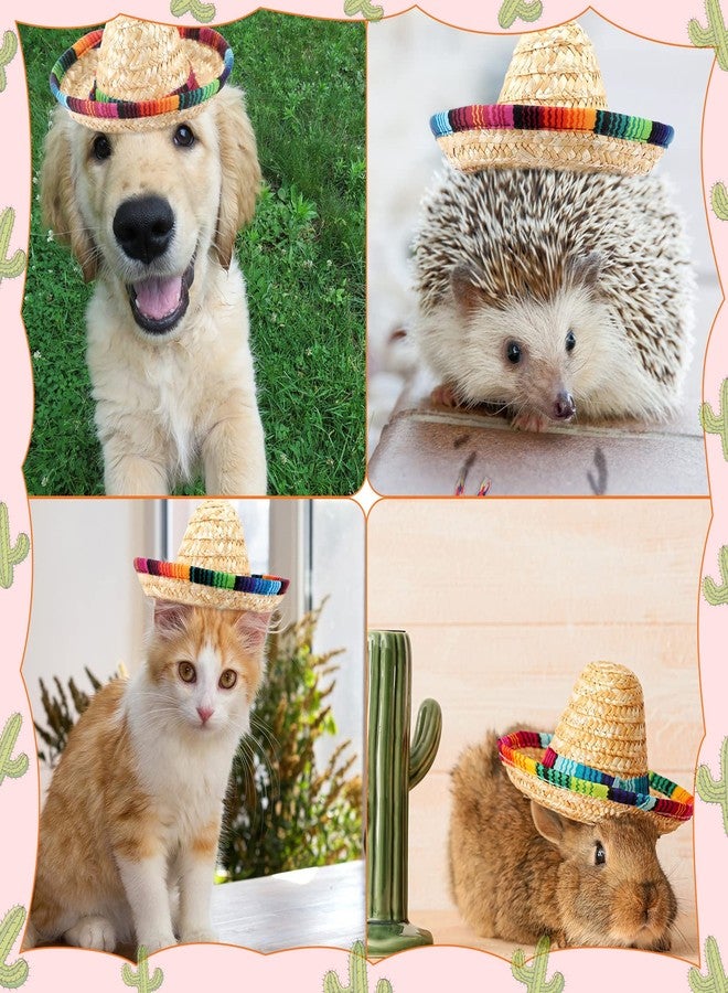 Zhanmai 25 Pack Mini Sombrero Mexican Hat Cinco De Mayo Straw Hat Party Decorations with Cord for Kid Pet Fiesta Costume (9 Inch) - Image 4