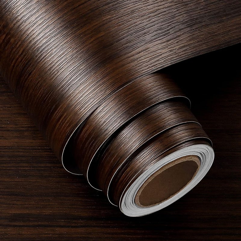 FunStick Brown Walnut Wood Contact Paper for Cabinets & Countertops - Waterproof, Peel & Stick, Rustic Wood Grain - Self-Adhesive, Removable - Thick, 15.8"x78.8" - Image 1