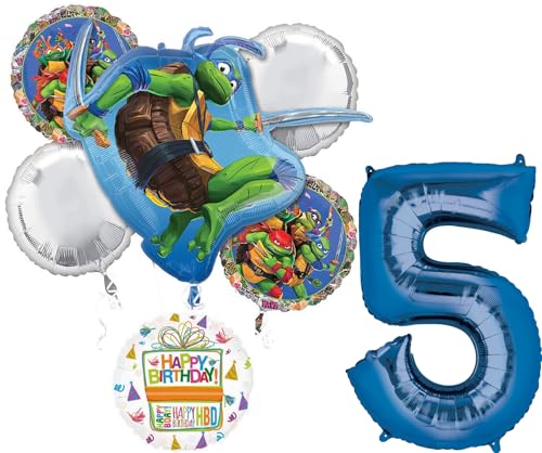 Anagram TMNT Theme 5th Birthday Party Supplies Ninja Turtle Mayhem Balloon Bouquet Decorations - Image 1