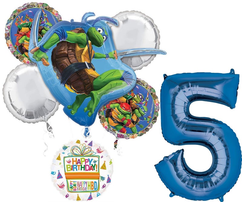 Anagram TMNT Theme 5th Birthday Party Supplies Ninja Turtle Mayhem Balloon Bouquet Decorations - Image 3