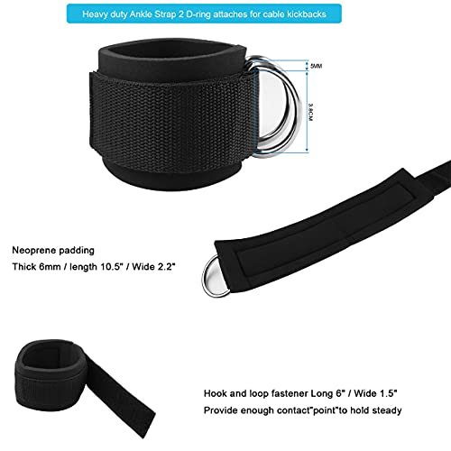 Vishusju Thigh Straps Ankle Cuffs Adjustable Neoprene Padded Cable Machines Legs Exercise Attachment Gym Workout - Image 3