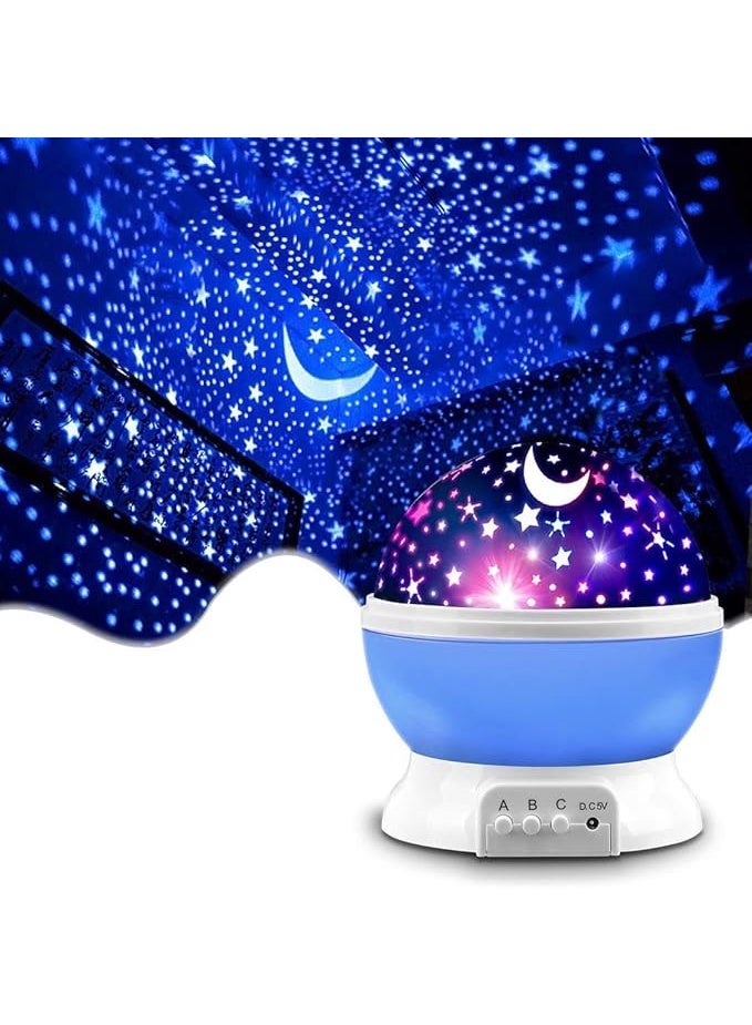 لمبة عرض النجوم للأطفال – بروجيكتور نجوم وقمر 360 درجة بتصميم دوّار وألوان متعددة، تعمل بالـ USB أو البطاريات – إضاءة ليلية مريحة لغرفة النوم باللون متعدد الالوان - Image 3