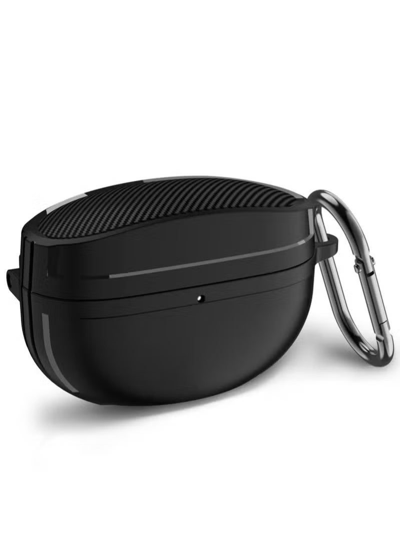 Compatible with Sony WF1000XM5 Case, Shockproof TPU Protective Cover with Hook (Carbon Fiber Black) - Image 1