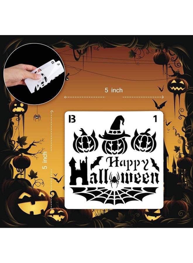 FEBSNOW 32 Pcs Halloween Painting Stencils Reusable Halloween Template Pumpkin Witch Skeleton Skull Vampire For Diy Craft Drawing Painting Spraying Window Glass Wood Airbrush Walls Art - Image 3