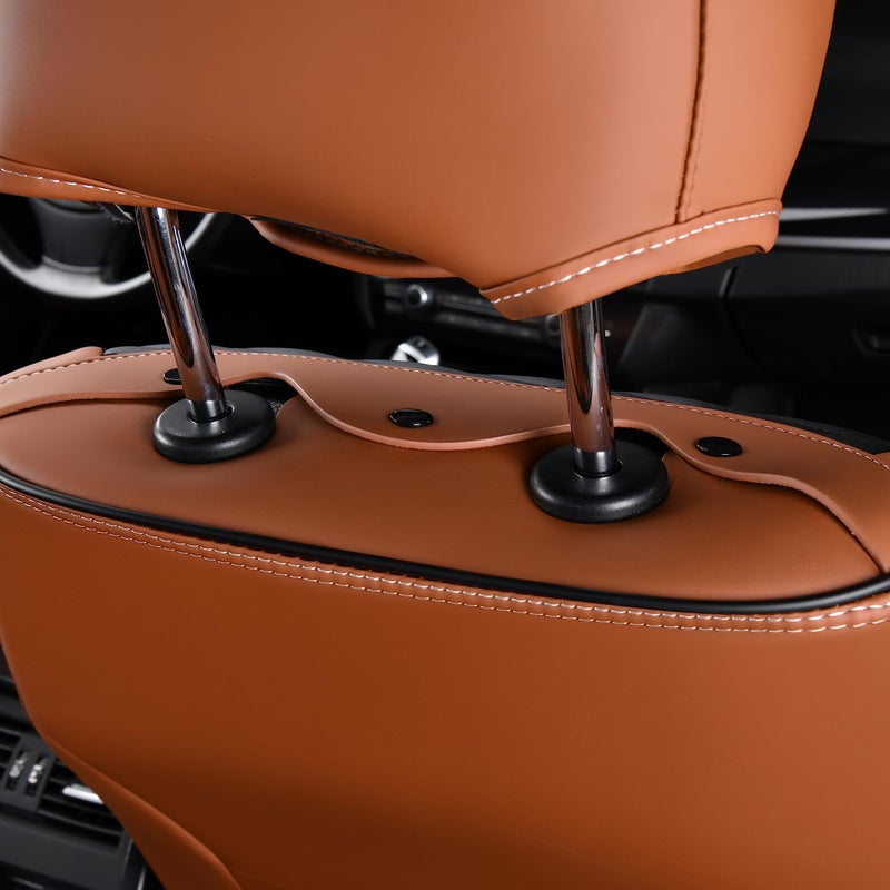 FLORICH Seat Covers for Cars, Waterproof Seat Covers, Leather Car Seat Covers 2 Pack, Universal Seat Cushion Protector for Most Cars Trucks SUV-Brown&Black - Image 4