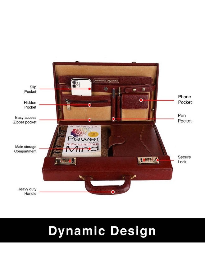 هاموندز فلاي كاتشر حقيبة هاموندز فلايكاتشر القابلة للتوسيع من الجلد الأصلي للرجال، حقيبة سفر مكتبية مع قفل مزدوج للحماية، حقيبة يد للرجال، حقيبة كمبيوتر محمول واسعة - بني غني - Image 4