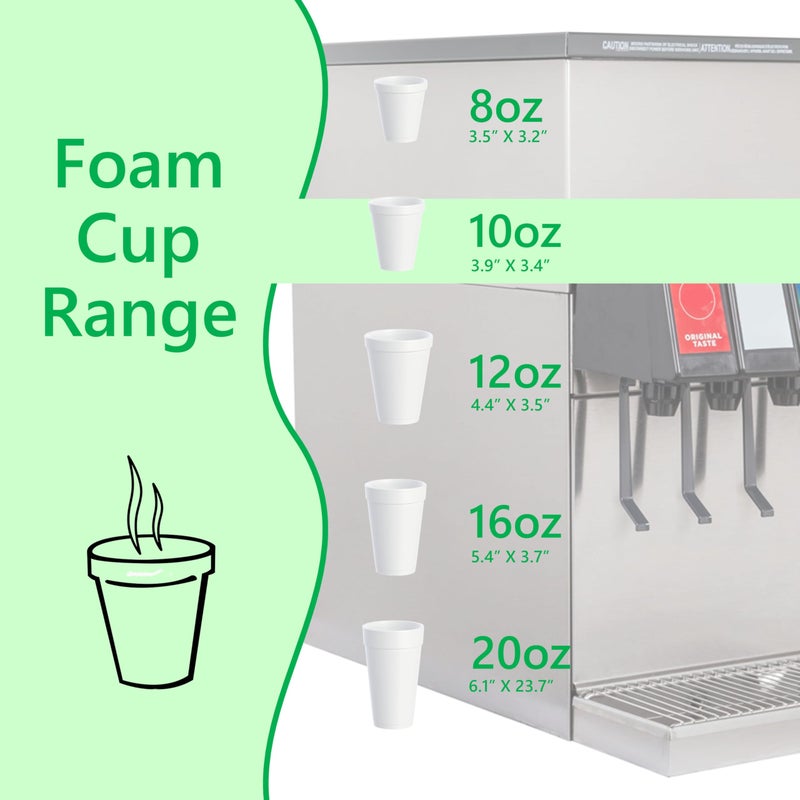 Mr. Miracle 10OZ Foam Cups With Lids for Hot & Cold Drinks, USA-Made 100-Pack - Ideal Styrofoam Coffee Cups, Insulating To-Go Cups for Soda, Tea, Juice - Sturdy, Disposable & comparable to Industry standard 10J10 - Image 3