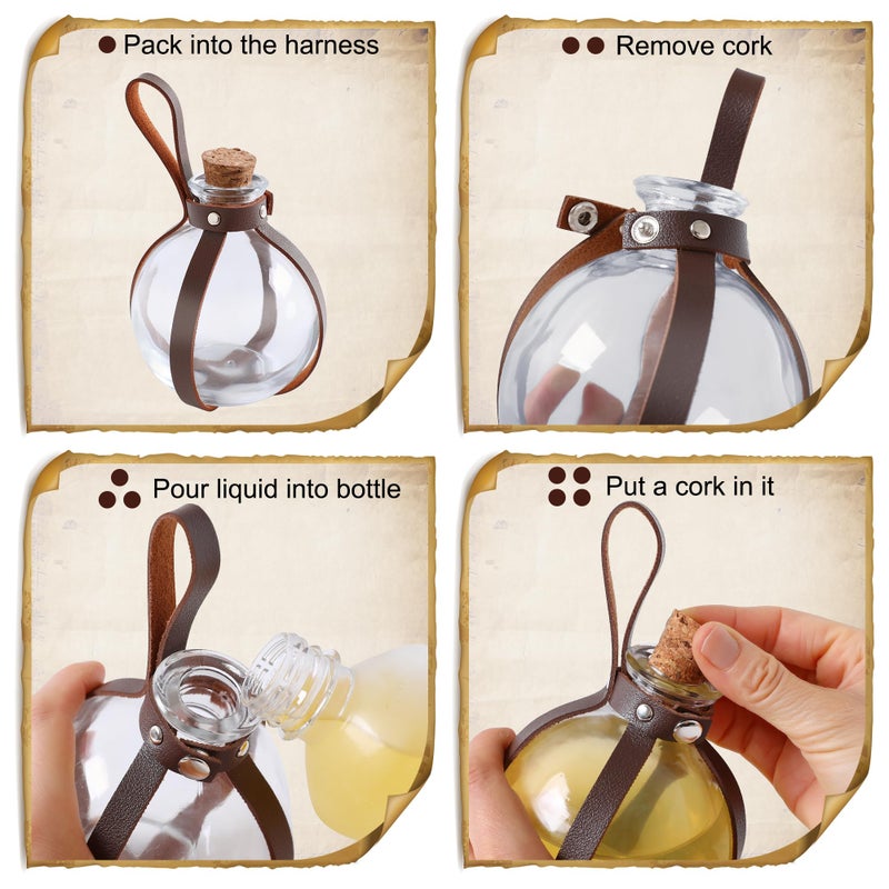 WooHand Medieval Pirate Cosplay Accessories Viking Belt Potion Bottles Faux Leather Belt Pouch Skirt Hikes Mug Holder for Halloween Costume Brown - Image 4