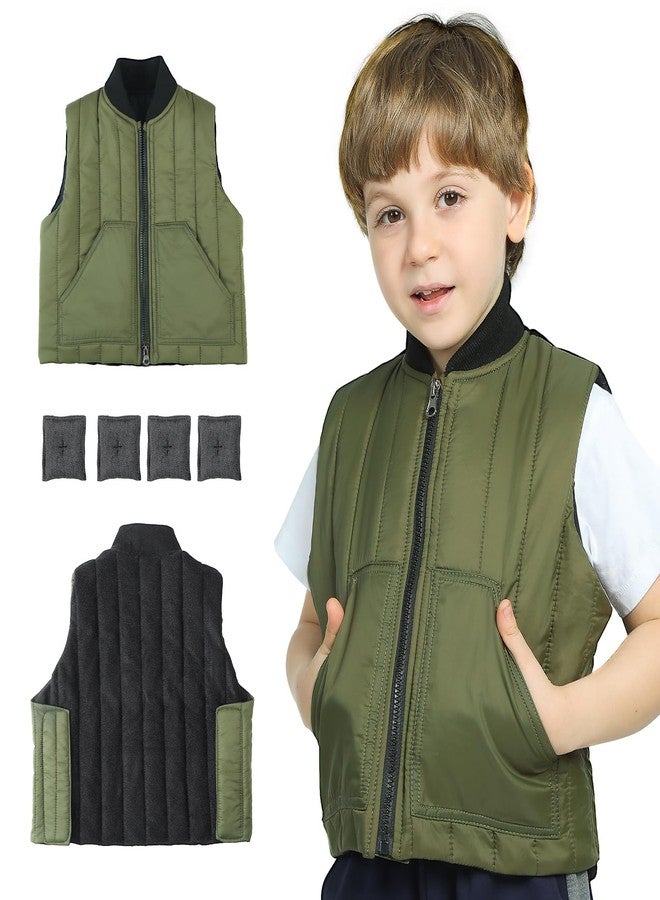 Hugsmiling Weighted Vest for Kids - Adjustable Compression Vest With Four Removable Weights Included - Zipper and Pocket Design (Small) - Image 1