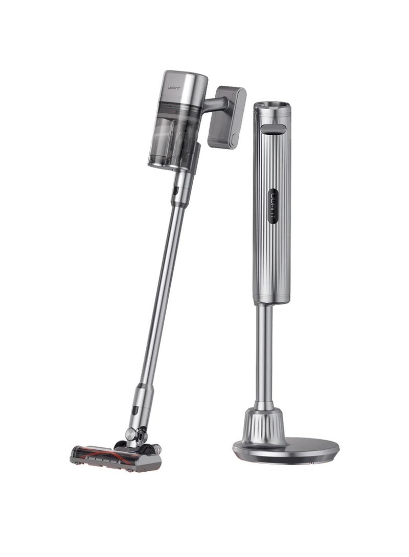 UWANT V100 Handle Cordless Vacuum Cleaner Easy to Use With 570W Power, 4-in-1 All-Round Base Station, 6-Layer Filtration & Smart LED Screen - Silver Grey