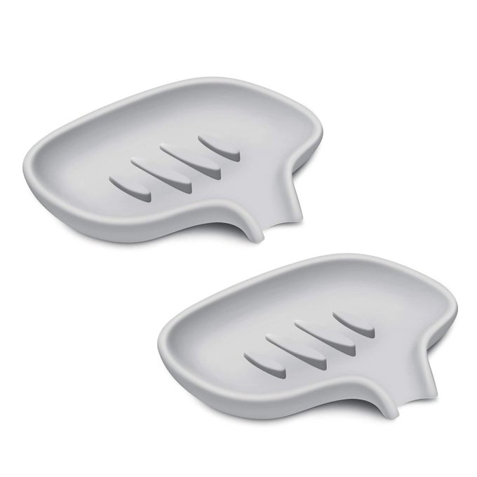 SILICONE SOAP DISH FOR BATHROOMBAR SOAP HOLDER FOR SHOWER WITH DRAINING TRAY WATERFALL SOAP TRAY FOR KITCHEN SINK SET OF 2 2 GRAY