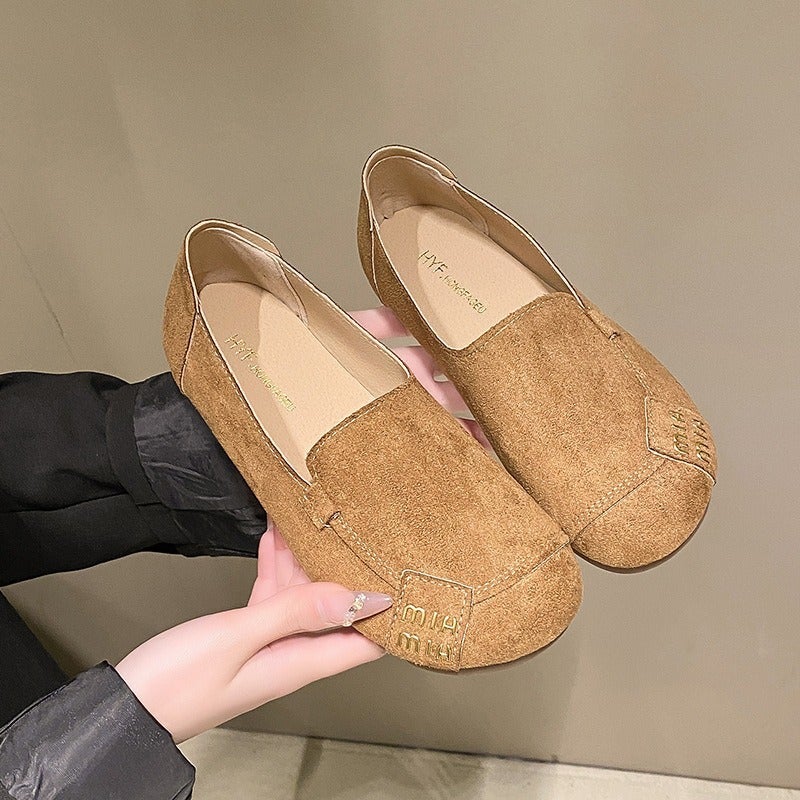 Flat Peas Shoes Women'S Scrub Leather Non-Slip 41 Size Casual Soft Sole Shoes Women'S Slip-On - Image 3