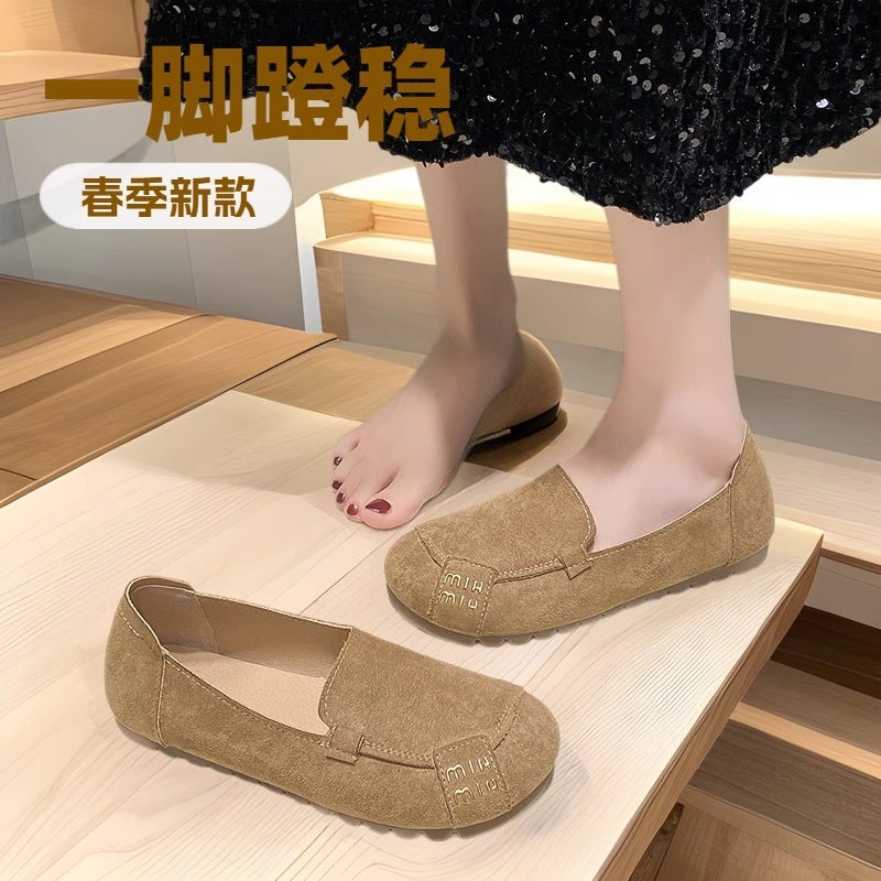 Flat Peas Shoes Women'S Scrub Leather Non-Slip 41 Size Casual Soft Sole Shoes Women'S Slip-On - Image 2