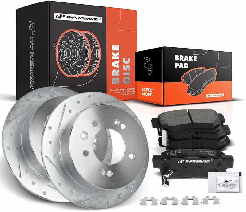 A-Premium مجموعة فرامل A-Premium المثقوبة والمشغولة للخلف لهيونداي إيلانtra - Image 1