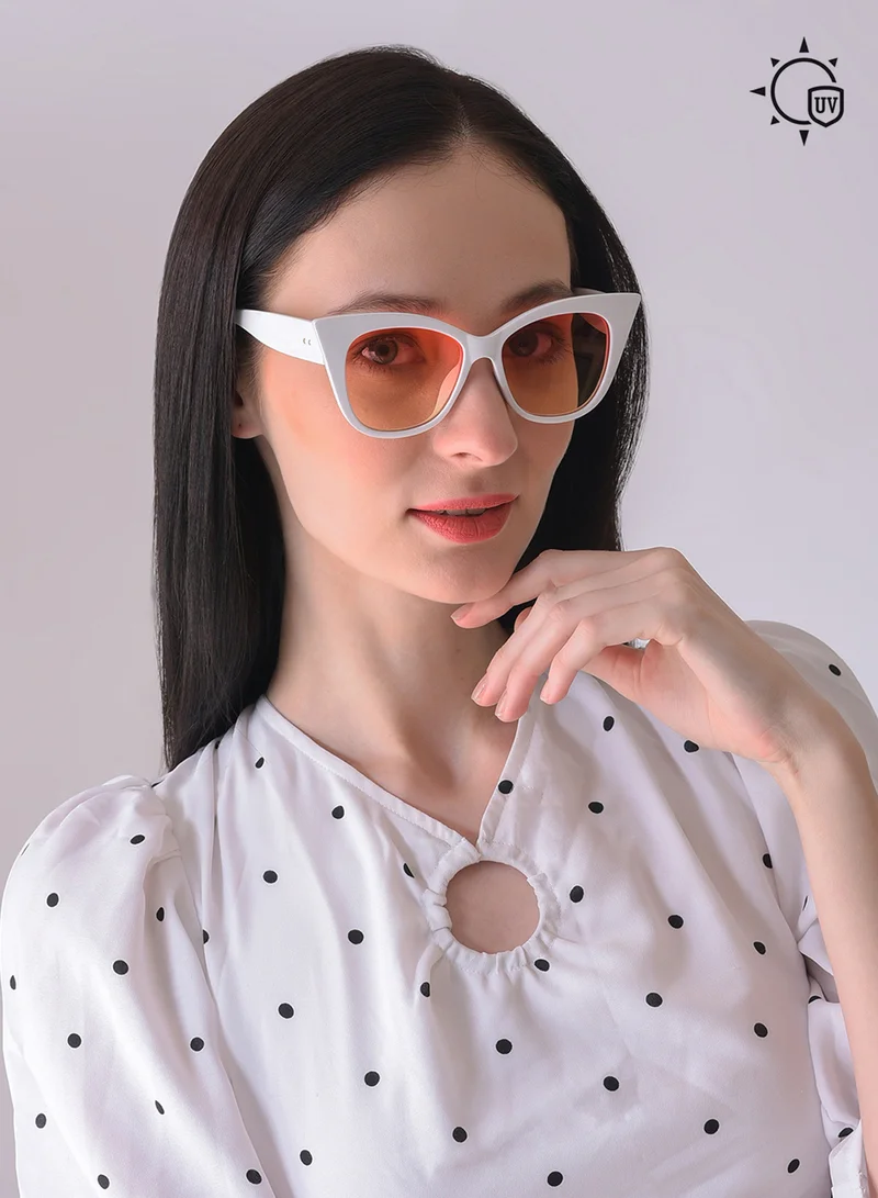 صوص هاوت Pink Lens White Cateye Sunglasses