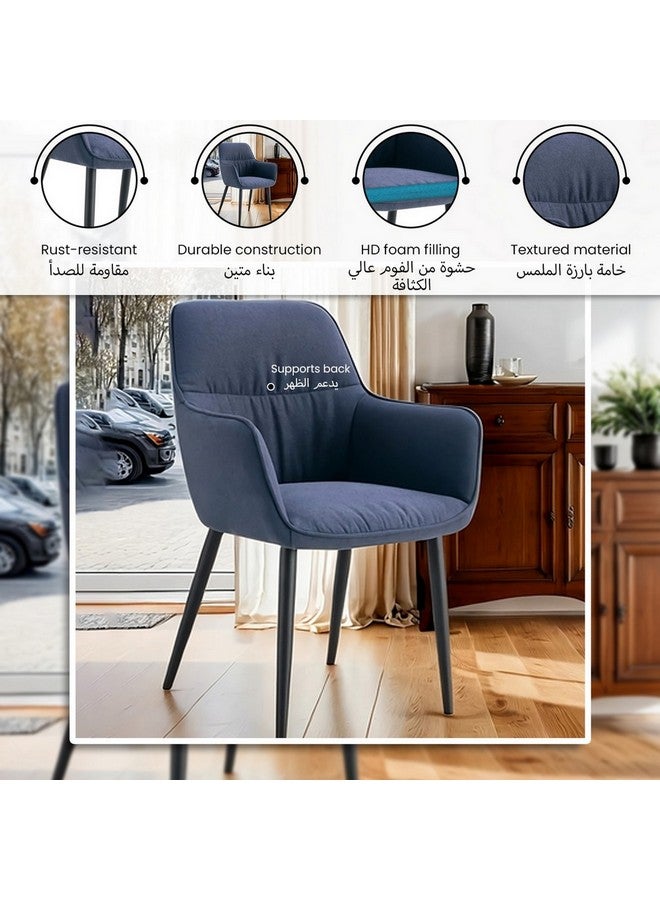 Micasa Elegant and Modern Design Two Arm Dining Chair Blue 72.79 x 72.79 x 72.79 cm DC336 - Image 3