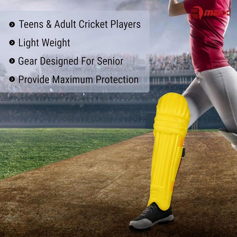RMAX Cricket Batting Legguard Pad Full Size (Yellow) - Image 3