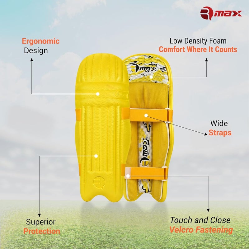 RMAX Cricket Batting Legguard Pad Full Size (Yellow) - Image 4