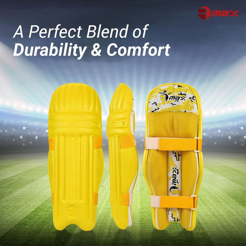 RMAX Cricket Batting Legguard Pad Full Size (Yellow) - Image 5