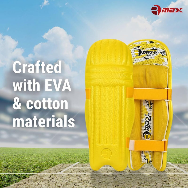 RMAX Cricket Batting Legguard Pad Full Size (Yellow) - Image 2