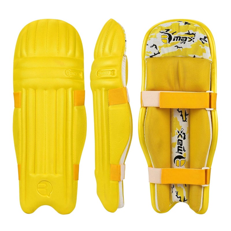 RMAX Cricket Batting Legguard Pad Full Size (Yellow) - Image 1