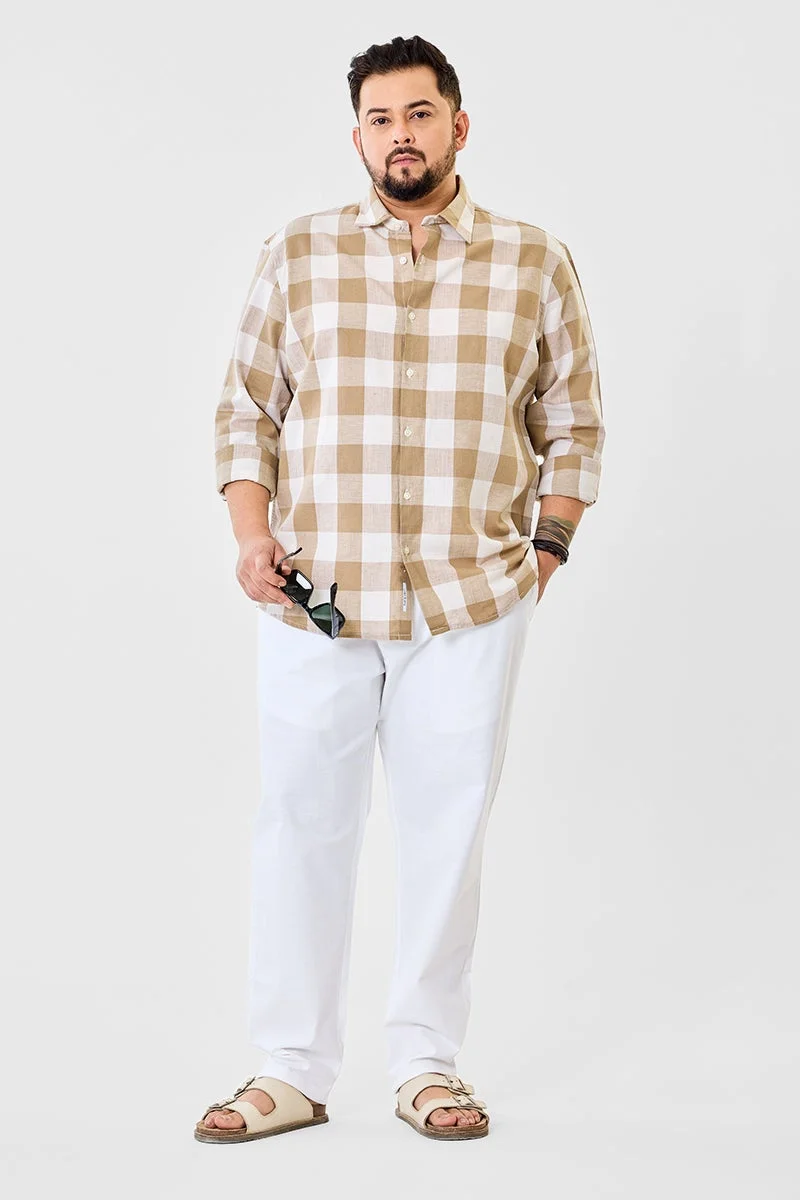 SNITCH Linen Blend Checks Plus SIze Shirt