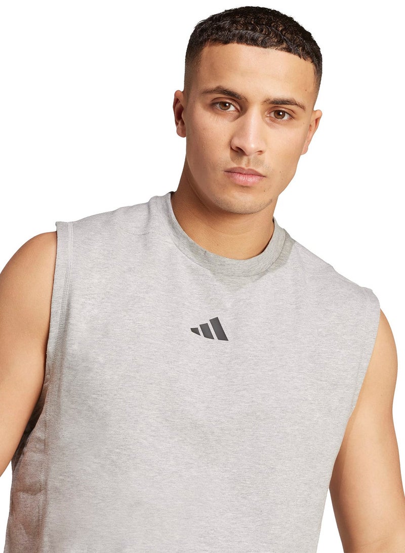 adidas تيشيرت رجالي بدون أكمام رمادي - Image 3