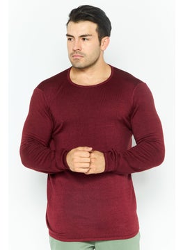 Men Textured Long Sleeve Sweatshirt, Rouge Red