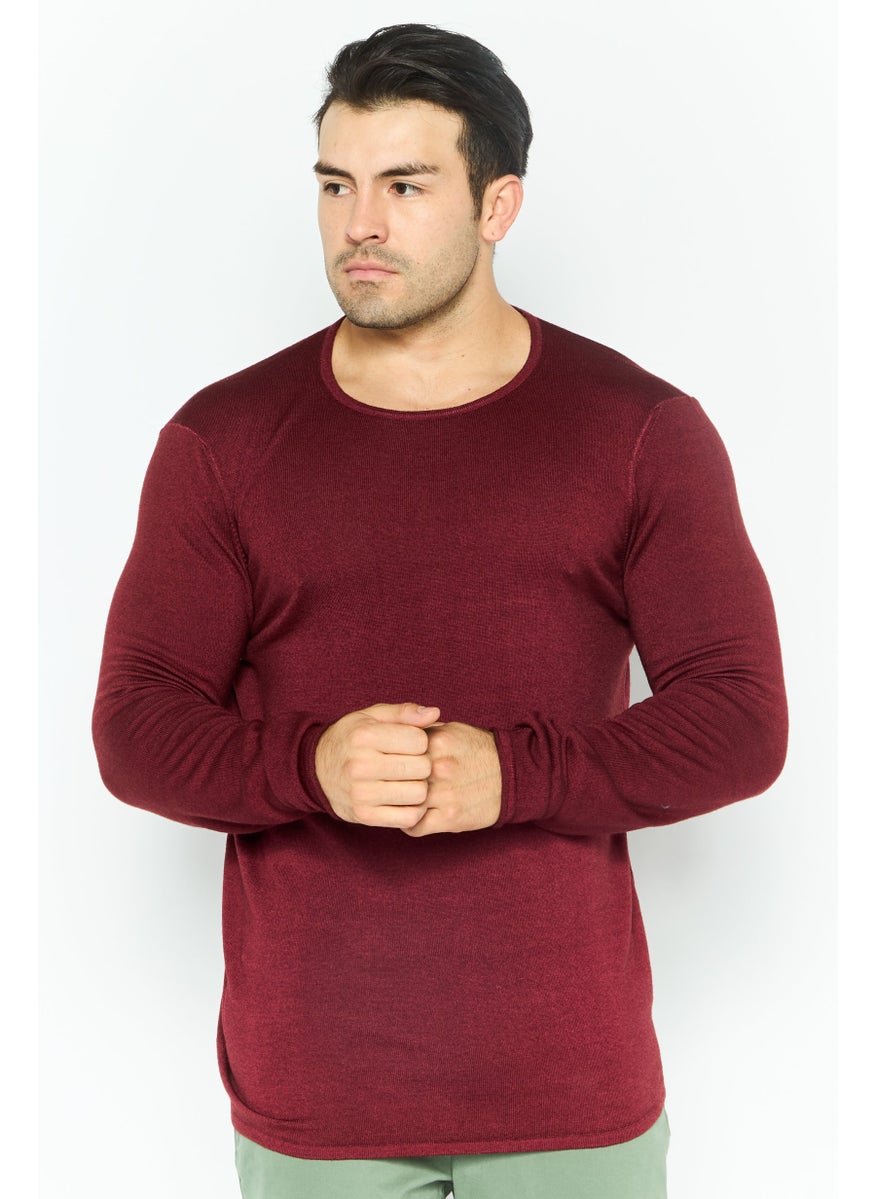 IKKS - Men Textured Long Sleeve Sweatshirt, Rouge Red - Image 1